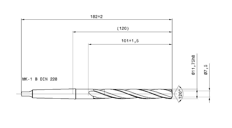 Gühri̇ng 534 - 11.750mm  Hss MK-1  120°  Koni̇k Matkap  core drills